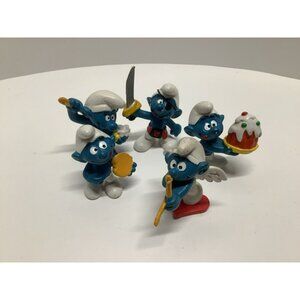 Vintage Smurfs LOT Of 5 Mini Figures 2’’ BULLY PEYO - Cupid, Pirate, etc. 